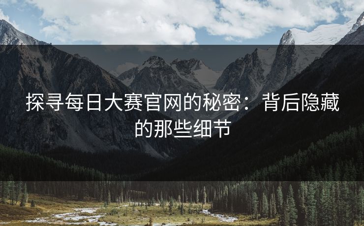 探寻每日大赛官网的秘密：背后隐藏的那些细节