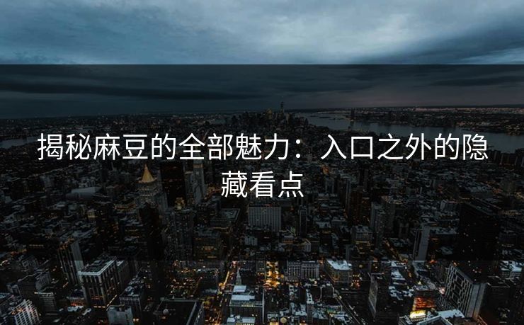 揭秘麻豆的全部魅力：入口之外的隐藏看点