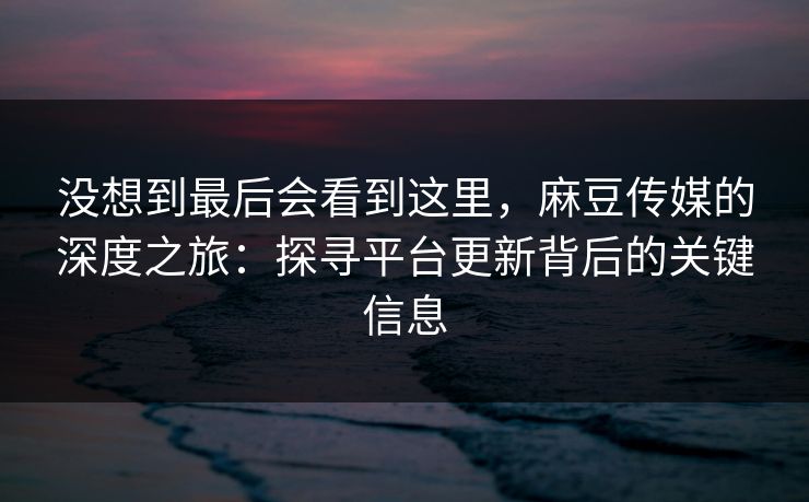 没想到最后会看到这里，麻豆传媒的深度之旅：探寻平台更新背后的关键信息